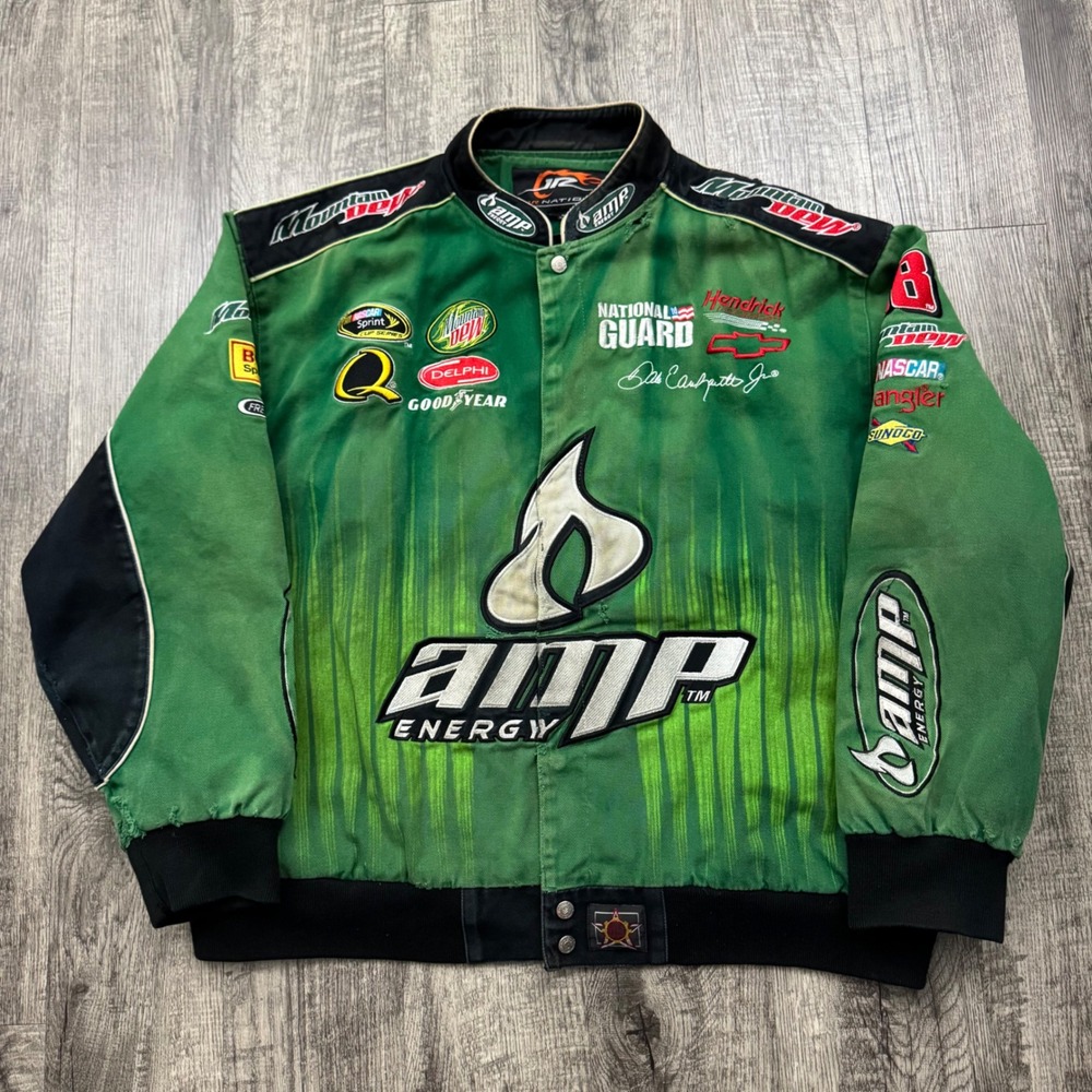 Dale Earnhardt Jr Amp JR Nation NASCAR Racing Mtn Dew Distressed Jacket 3XL